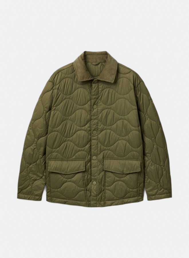Benetton Men Quilted Jacket With Collar - Image 2