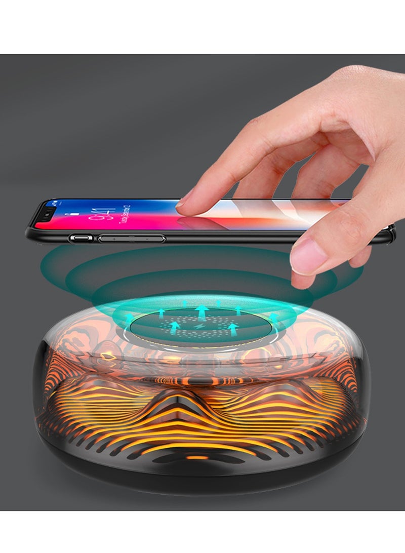 SYOSI Night Light with Wireless Charge, Volcano Shape 15W Fast Wireless Charging Bedside Lamp Table Lamp for iPhone 14/13/12/11/Pro/Max/XS/XR/X/Plus Pro/3/2/1 & iwatch, Black - Image 1