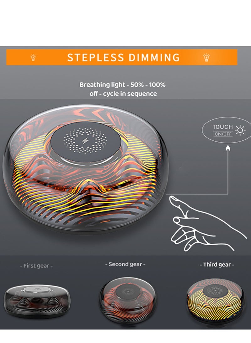 SYOSI Night Light with Wireless Charge, Volcano Shape 15W Fast Wireless Charging Bedside Lamp Table Lamp for iPhone 14/13/12/11/Pro/Max/XS/XR/X/Plus Pro/3/2/1 & iwatch, Black - Image 3