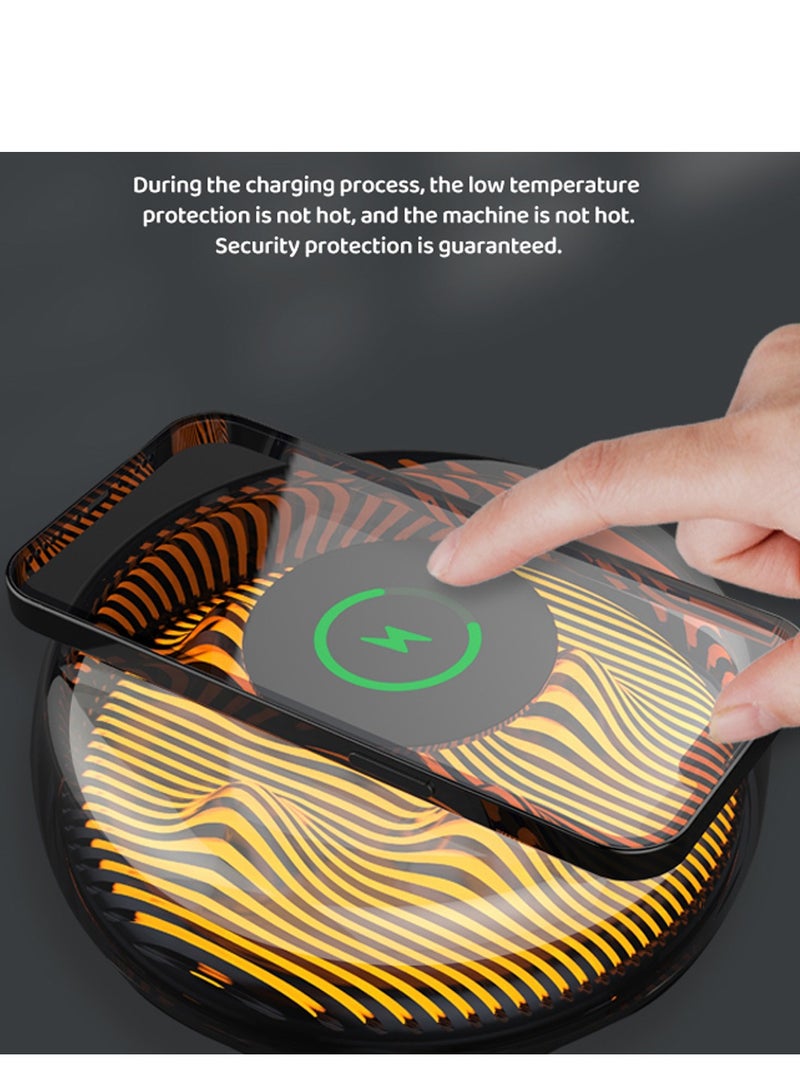 SYOSI Night Light with Wireless Charge, Volcano Shape 15W Fast Wireless Charging Bedside Lamp Table Lamp for iPhone 14/13/12/11/Pro/Max/XS/XR/X/Plus Pro/3/2/1 & iwatch, Black - Image 4