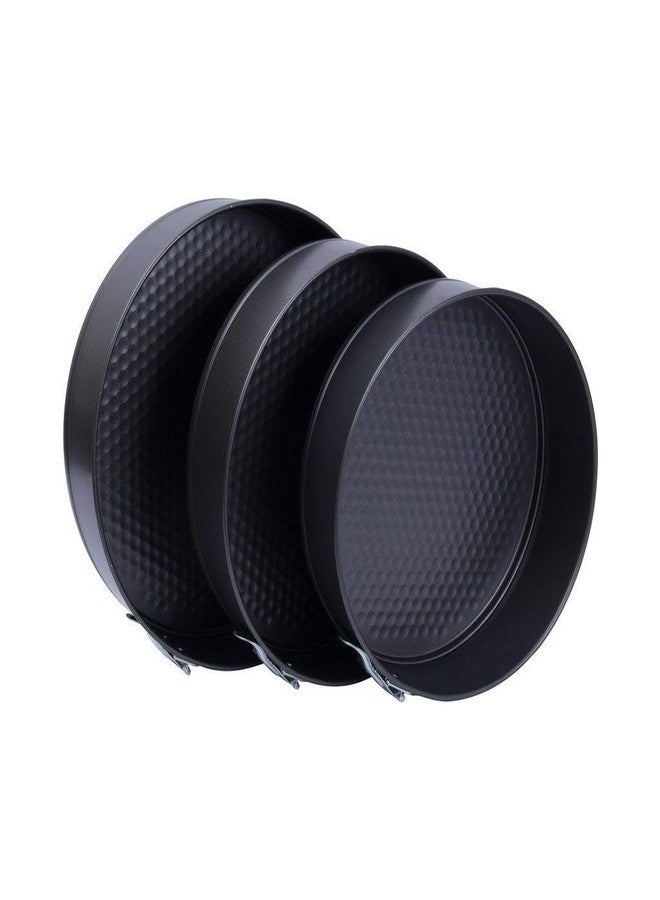 ABLIQUES مجموعة قوالب كيك دائرية الشكل من ABLIQUES مكونة من 3 قطع، مصنوعة من التفلون غير اللاصق، ويمكن استخدامها في فرن الميكروويف (أسود) - Image 2