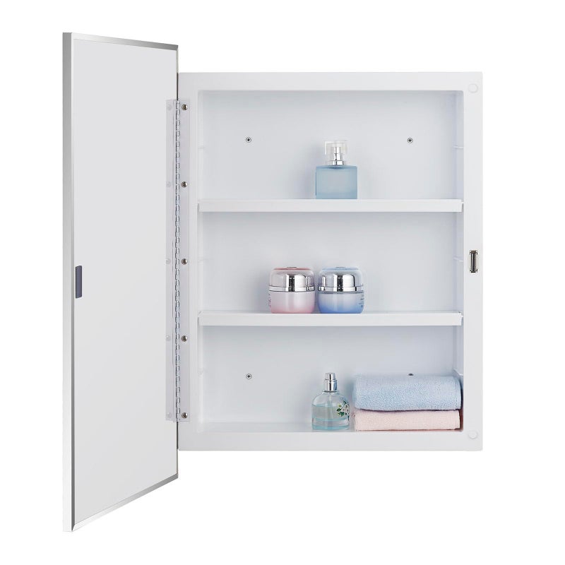 IDYLLOR Plastic Bathroom Medicine Cabinet with Framed Mirror 16 x 22 inch, Surface and Recessed Mount - Image 4
