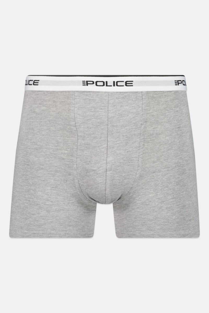 833 POLICE Men 3 Pcs Brand Logo Boxer Shorts, Grey - Image 3