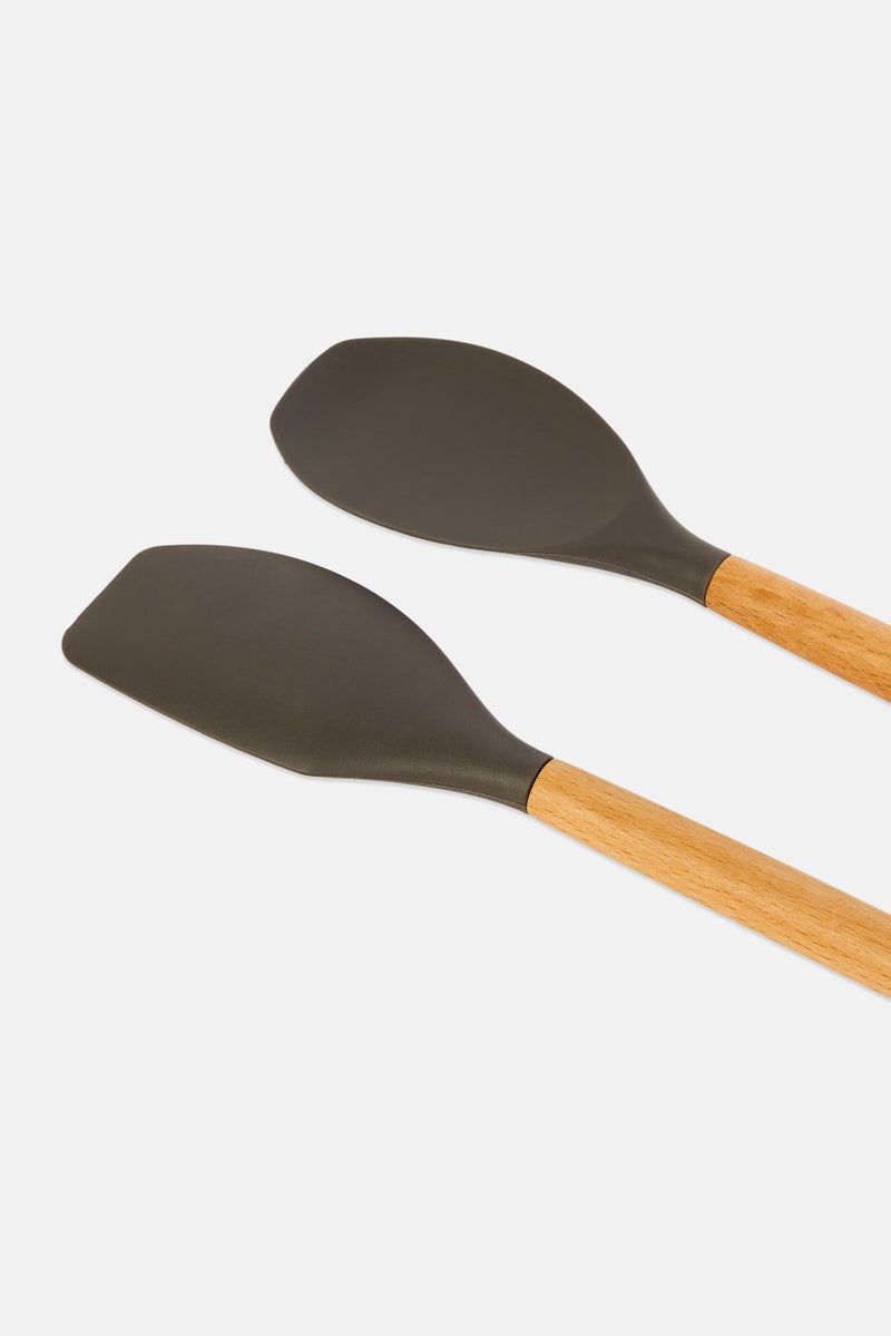 Bombay 2 Pieces Silicone Spatula And Spoon Set, Brown - Image 3