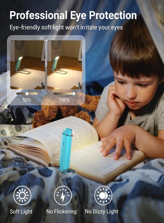 Vnockd USB Rechargeable Book Reading Light with Brightness Adjustable for Eye-Protection, with Clip Rechargeable (Blue) - Image 2