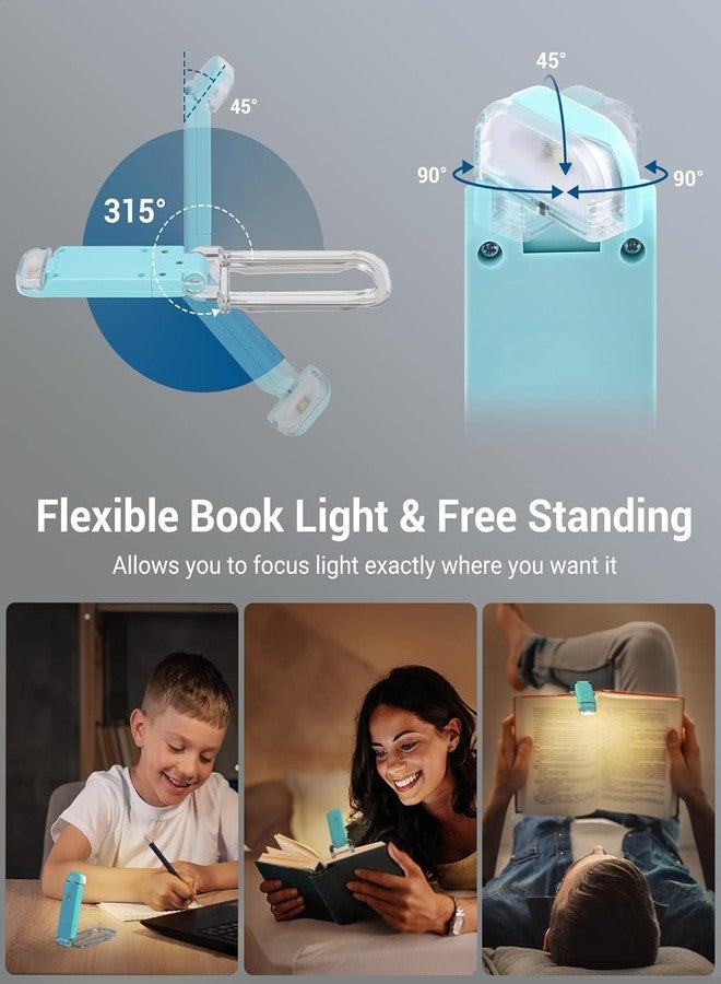 Vnockd USB Rechargeable Book Reading Light with Brightness Adjustable for Eye-Protection, with Clip Rechargeable (Blue) - Image 4