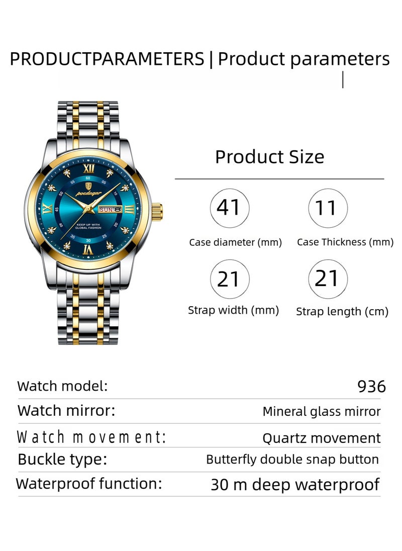 POEDAGAR - Man Watch,Waterproof Luminous Men's Watch Quartz-41mm - Image 1