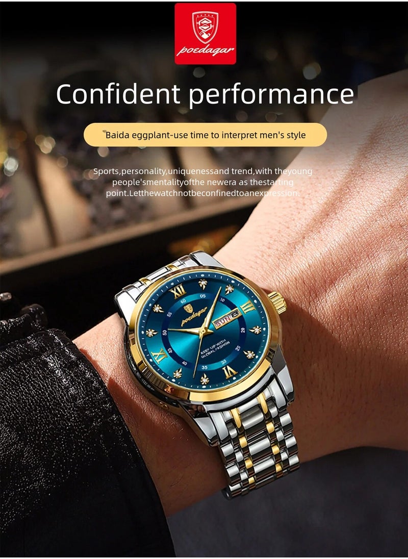 POEDAGAR Man Watch,Waterproof Luminous Men's Watch Quartz-41mm  - Image 2
