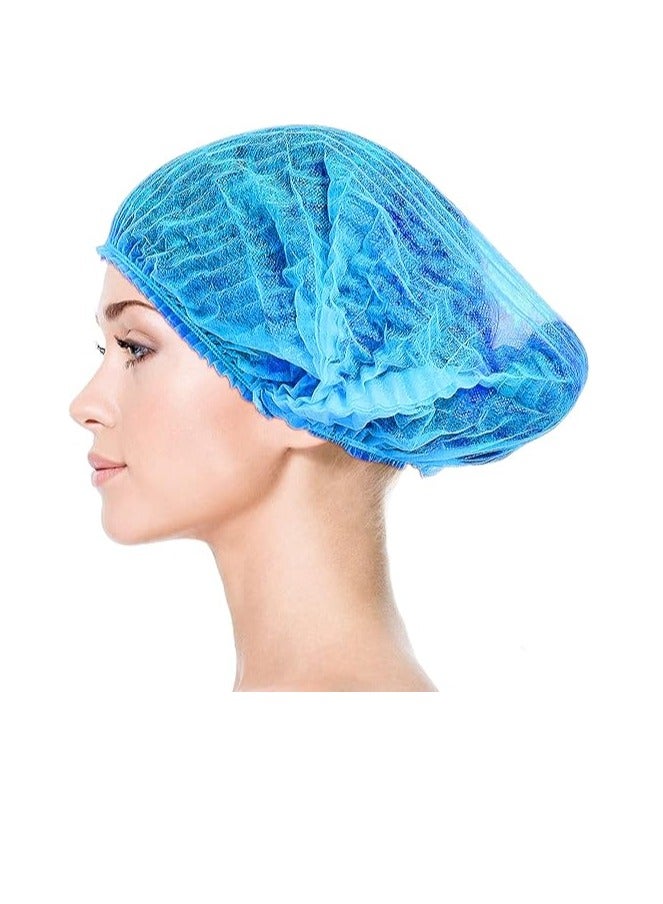 Fetco 100 Pcs Disposable Hair Hat Net Cap Non-Woven Head Cover Hat For Food Catering Kitchen And Restaurants Hair Net Blue - Image 2