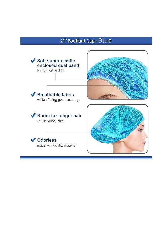 Fetco 100 Pcs Disposable Hair Hat Net Cap Non-Woven Head Cover Hat For Food Catering Kitchen And Restaurants Hair Net Blue - Image 3