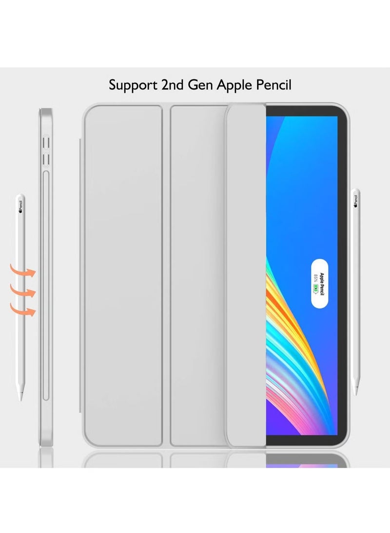 ELTRAZONE iPad Pro 12.9 Case (2022/2021, 6th/5th Gen) with Pencil Holder – Trifold Stand, Auto Wake/Sleep, Soft TPU Back, Supports 2nd Gen Pencil Charging, Silver Gray - Image 3