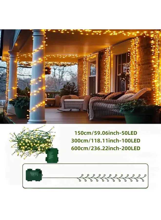 أضواء الألعاب النارية بالبطارية 59.06 بوصة 50 مصباح LED باللون الأبيض الدافئ، 8 أوضاع، ديكور خارجي للإجازات - Image 4