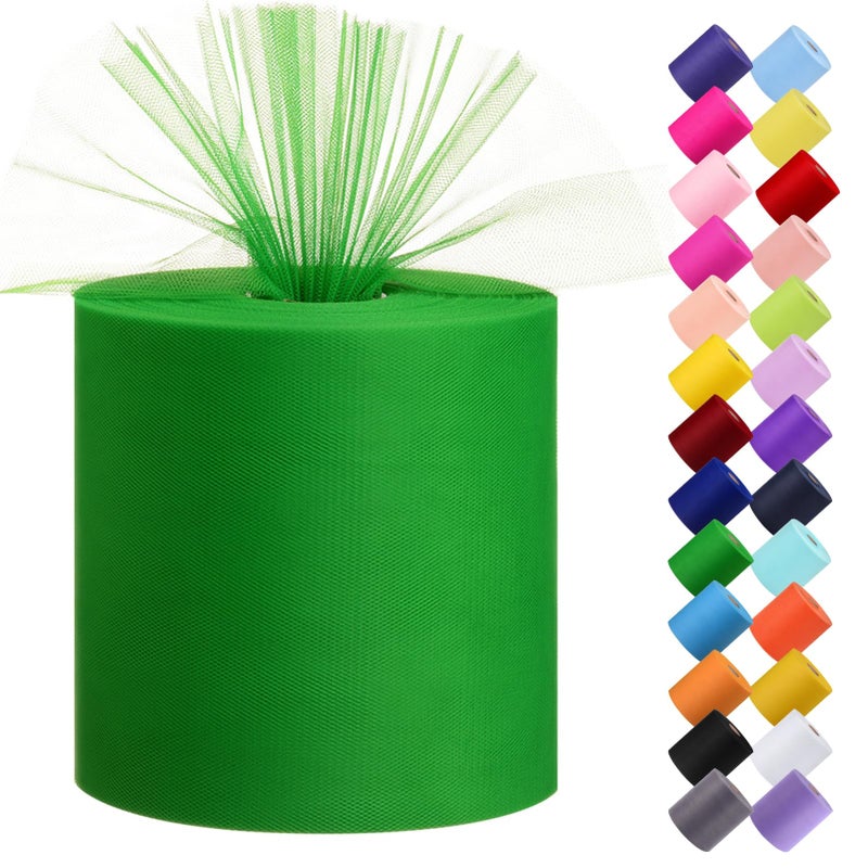 Tulle Fabric Roll 6 by 200 Yards 600FT Tulle Organza Fabric Spool for DIY Tutu Skirt Baby Shower Decor Wedding Backdrop Crafts Birthday Party Supplies Green