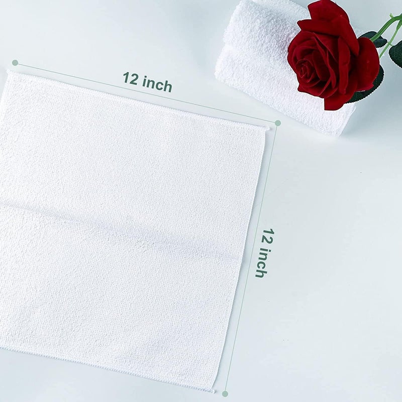 Orighty Microfiber Washcloths Bulk Towels Set 100 Pack, Highly Absorbent and Soft Feel Face Cloths, Multi-Purpose Wash Cloths & Hand Towels for Bathroom, Hotel, Spa, and Gym, 12x12 Inch, White - Image 3