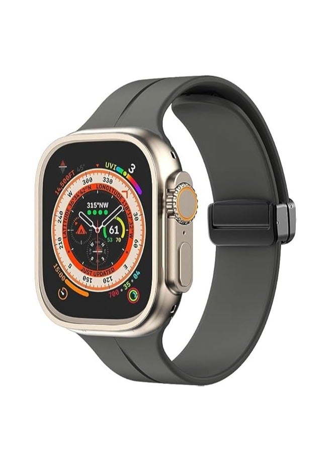 Magnetic Band for Apple Watch Ultra 49mm 45mm 44mm 42mm, Soft Silicone Sport Strap Men Women Compatible with iWatch Series 8/7/6/5/4/3/2/1 (Dark Grey) - Image 1