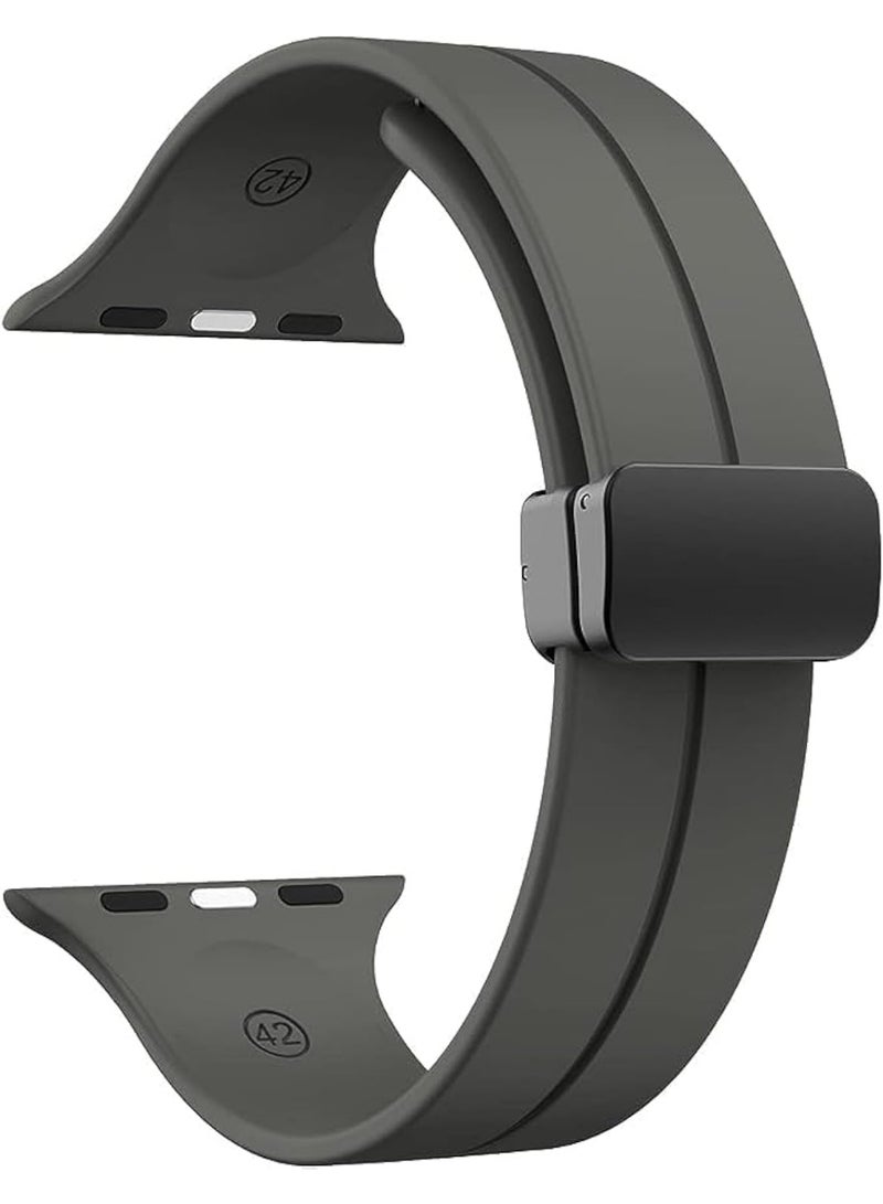 Magnetic Band for Apple Watch Ultra 49mm 45mm 44mm 42mm, Soft Silicone Sport Strap Men Women Compatible with iWatch Series 8/7/6/5/4/3/2/1 (Dark Grey) - Image 5
