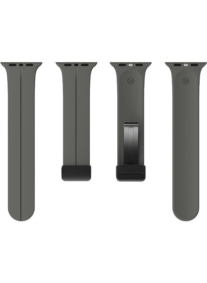 Magnetic Band for Apple Watch Ultra 49mm 45mm 44mm 42mm, Soft Silicone Sport Strap Men Women Compatible with iWatch Series 8/7/6/5/4/3/2/1 (Dark Grey) - Image 4