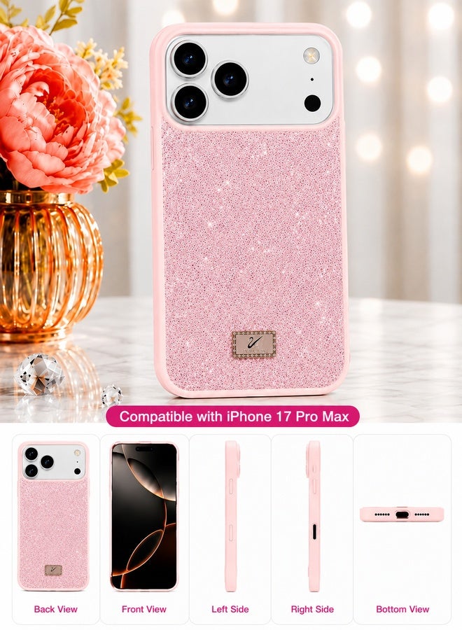 VR CREATIVE Luxury Sparkling Crystal Rhinestone Protective Phone Case Cover for Apple iPhone 17 Pro Max – Pink - Image 2