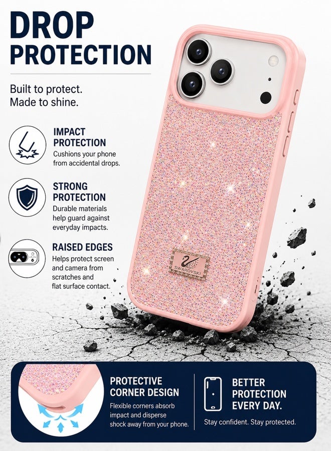 VR CREATIVE Luxury Sparkling Crystal Rhinestone Protective Phone Case Cover for Apple iPhone 17 Pro Max – Pink - Image 4