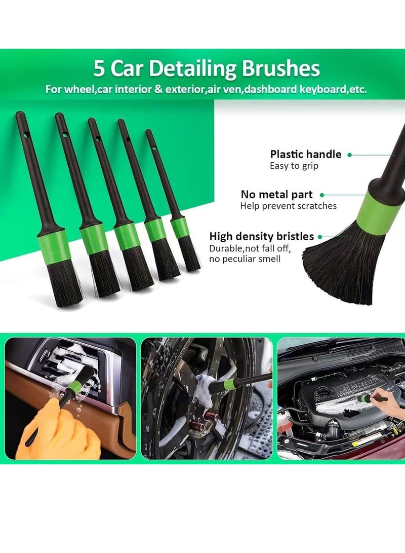 general Car Detailing Brush Set,Detail Cleaning Brush Set Car Wash Tools Electric Scrubber Attachments Set with Foam Sprayer Sponge Pads Reusable Easy Brushes Cleaning Tools Kit Green - Image 3