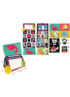 Black White Haha Glasses Training Book Foldable Toothpaste Car Hanging Baby Toys Wholesale-Color:Penguin Mirror + Cloth Book (three Pages And Six Sides)