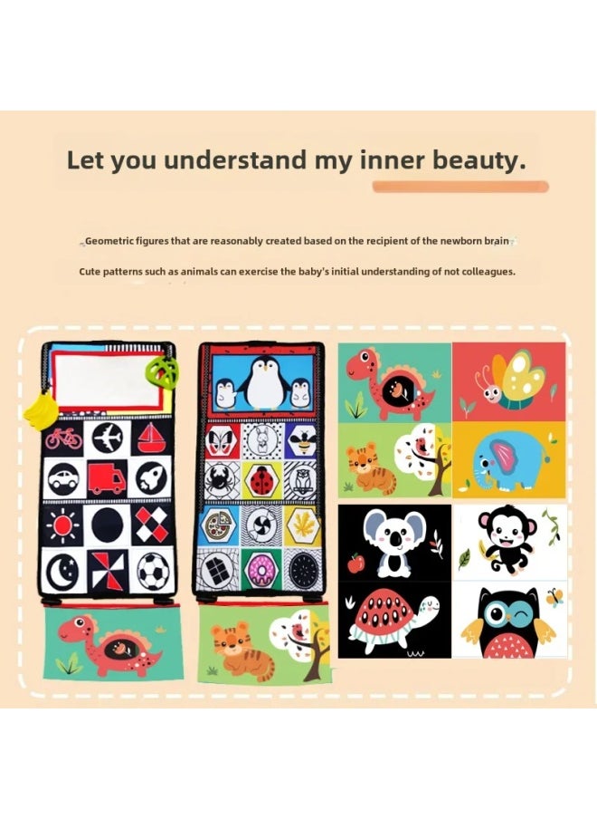 Generic - Black White Haha Glasses Training Book Foldable Toothpaste Car Hanging Baby Toys Wholesale-Color:Penguin Mirror + Cloth Book (three Pages And Six Sides) - Image 1