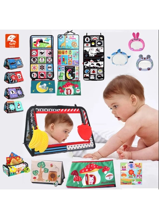 Generic - Black White Haha Glasses Training Book Foldable Toothpaste Car Hanging Baby Toys Wholesale-Color:Penguin Mirror + Cloth Book (three Pages And Six Sides) - Image 1