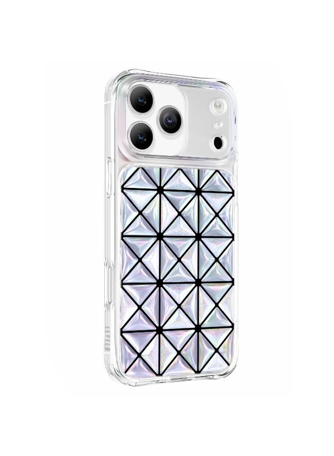 ليفيلو غطاء آيفون 17 برو ماكس هيكسا 3D IML مع حافة مقاومة للصدمات وحواف مرتفعة لحماية الكاميرا والشاشة / تقنية إيفر-كلير / تصميم هندسي عصري / زوايا مقاومة للصدمات / غطاء خلفي - فضي - Image 5