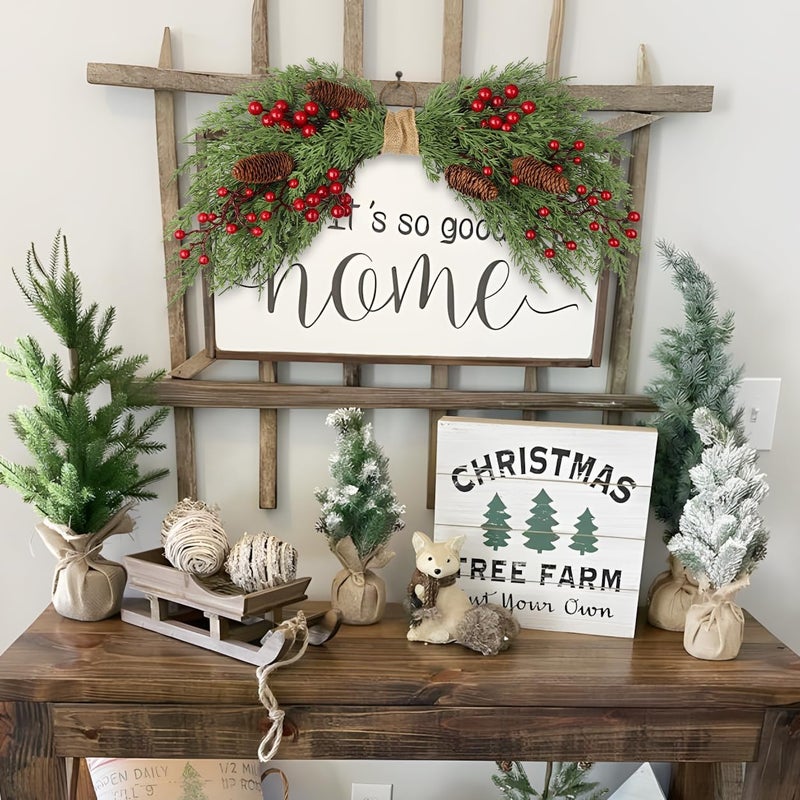 Arborus 2PCS Artificial Christmas Swags with Cypress Pine, Red Berries and Pinecones, 24" Christmas Thanksgiving Decorations for Front Door, Mantel, Stair Railing, Window, Xmas Décor - Image 4