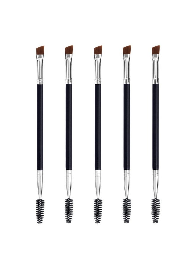 LOOKSEVEN Duo Eye Brow Brush Angled Eyebrow Brush And Spoolie Brush Eyelash Comb Eyebrow Brush Tool (5 Pcs) - Image 1