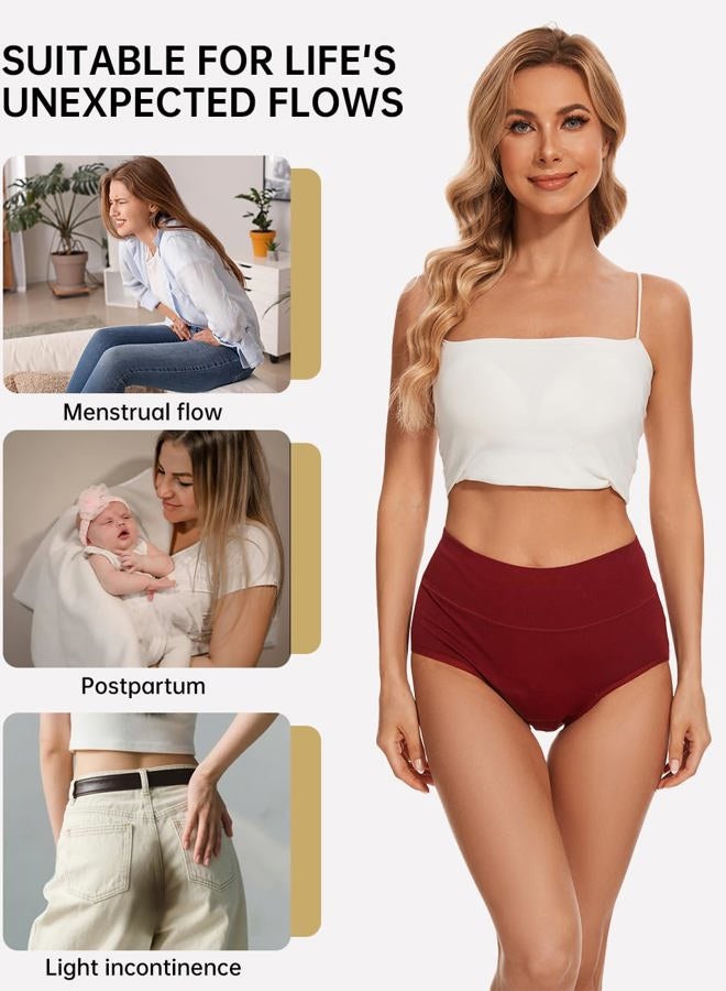 ALLBASE Women's Cotton Period underwear leakproof high absorbency 3 Pack Regular & Plus Size, Multicolor, S - Image 5