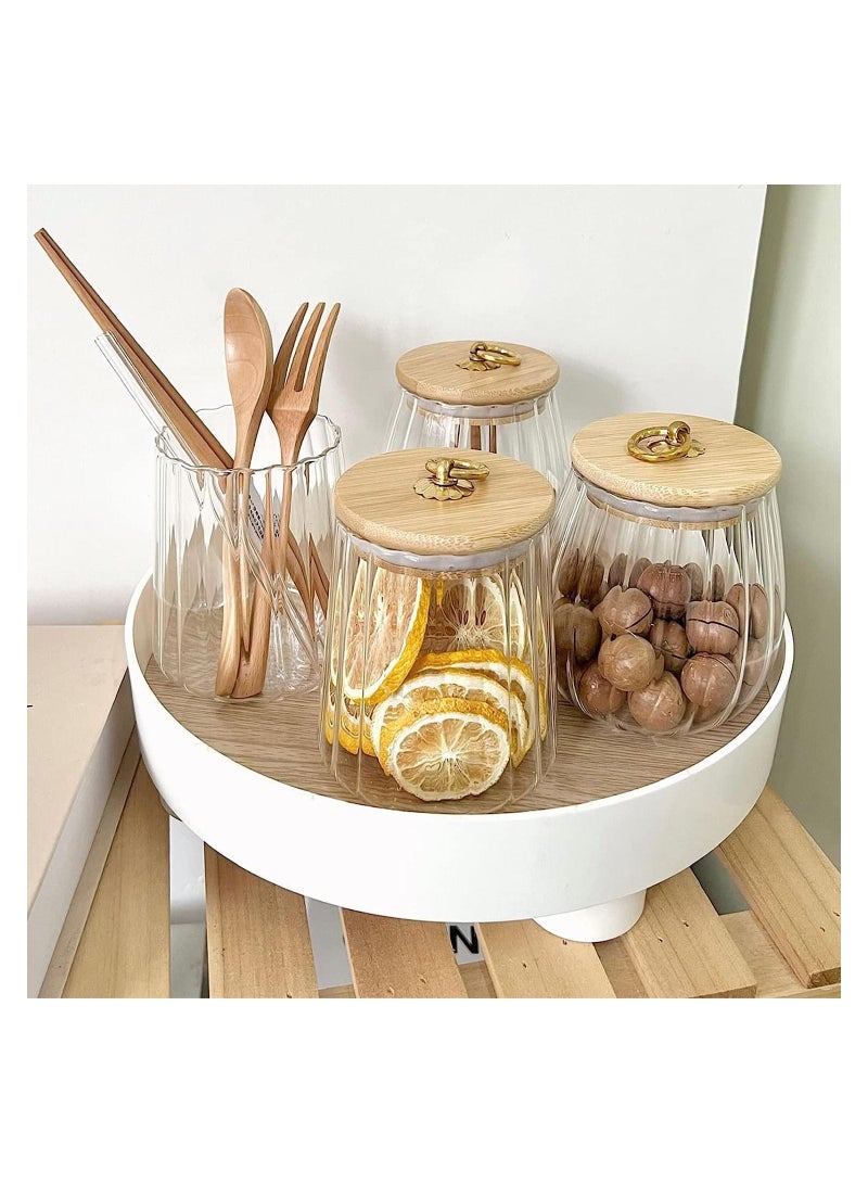 GGEROU Airtight Glass Jars Set of 4,Glass Coffee Nuts Canister with Bamboo Lid,Petal Decorative Coffee Storage Container (Oval) - Image 5