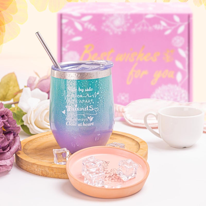 Larierour Birthday Gifts for WomenBest Relaxing Spa Gift Box Basket for Wife Mom Sister Girlfriend Daughter Best Friend MotherHappy Birthday Gifts for Women Unique Wine Tumbler Spa Bath Set Rose Gold - Image 3