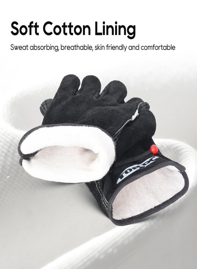 TOPDC Leather Work Gloves for Men or Women, Cowhide Leather Gloves for Gardening, Tig/Mig Welding, Chainsaw, Farm, Ranch, Reinforced Palm, Adjustable Cuff, Cotton Lining, Firm Grip & Durable - Image 3