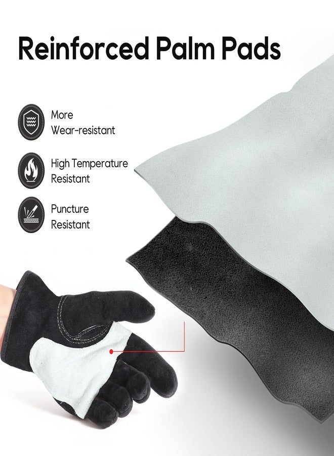 TOPDC Leather Work Gloves for Men or Women, Cowhide Leather Gloves for Gardening, Tig/Mig Welding, Chainsaw, Farm, Ranch, Reinforced Palm, Adjustable Cuff, Cotton Lining, Firm Grip & Durable - Image 2