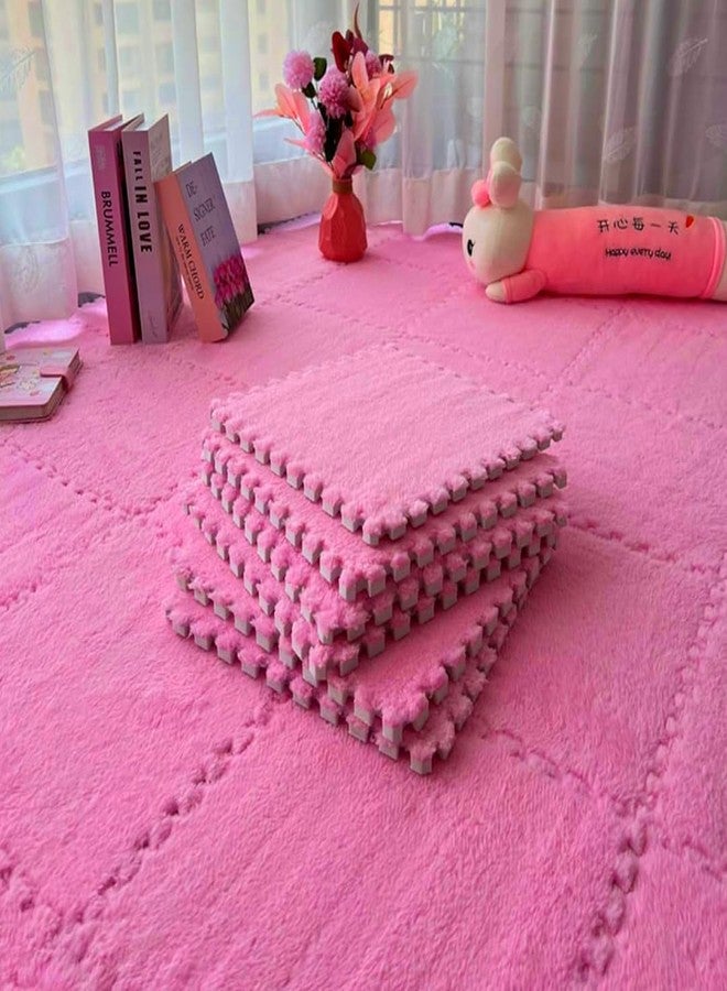 Nasmodo 10mm Kids mats for Floor Soft Plush Foam Babies Puzzle Interlocking Play mats for Crawling Playing Tile mat Carpet Rug for Infants and Toddlers (Rose Red, 20pcs) - Image 1
