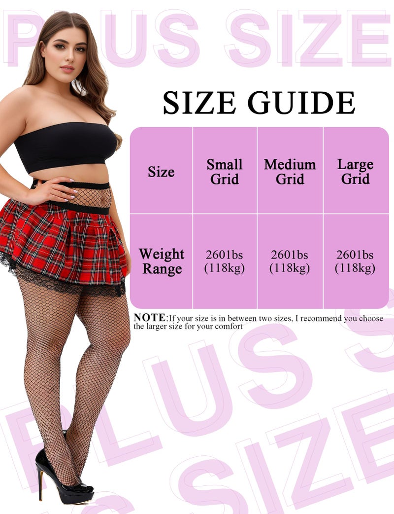 Buauty Plus Size Fishnet Stockings for Women - 3 Pairs Sexy Fishnets Tights, Halloween Fish Net Stockings,Gothic Clothes - Image 4