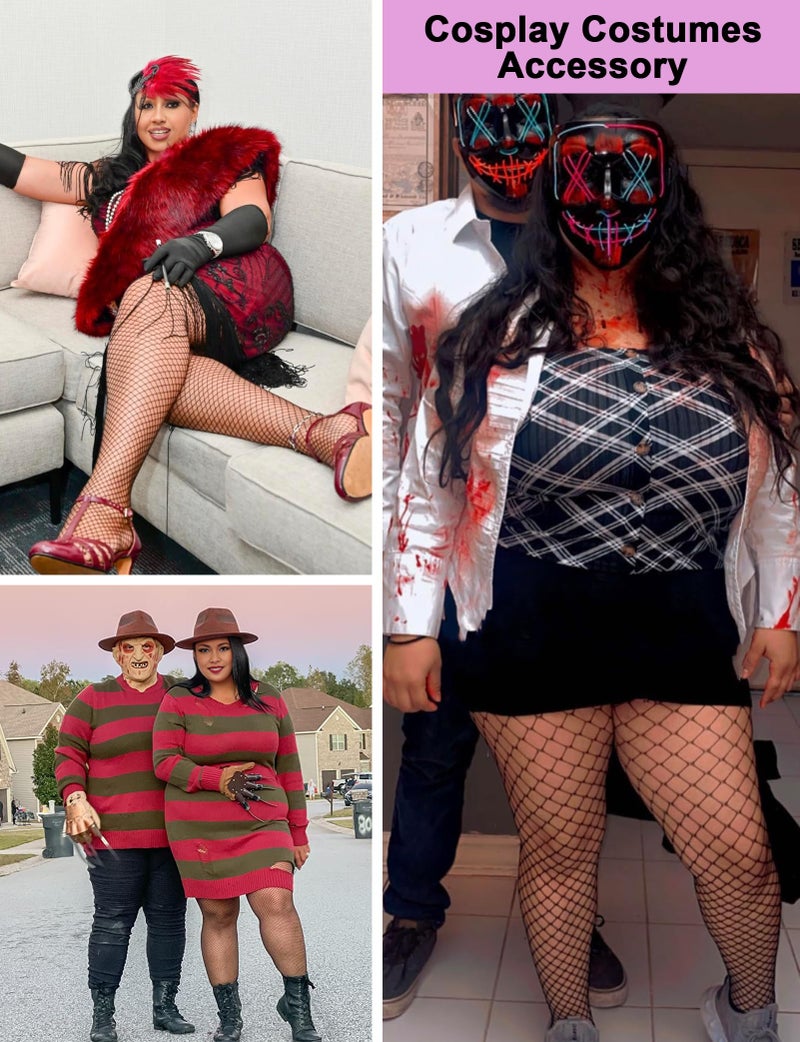 Buauty Plus Size Fishnet Stockings for Women - 3 Pairs Sexy Fishnets Tights, Halloween Fish Net Stockings,Gothic Clothes - Image 5