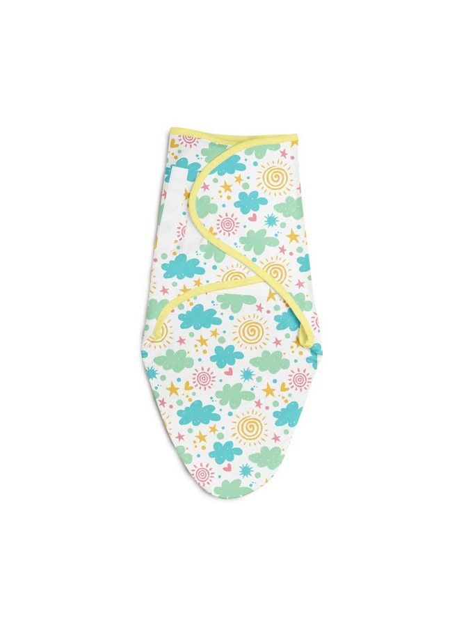 Superbottoms Dry Feel Swaddle Wrap For Newborn ; Superdryfeel Layer To Keep Baby Dry ; Extra Soft ; 100% Cotton ; Easy To Wear Travel Friendly Wrapper ; 0 3 Months Baby Wrappers ; Happy Clouds - Image 2