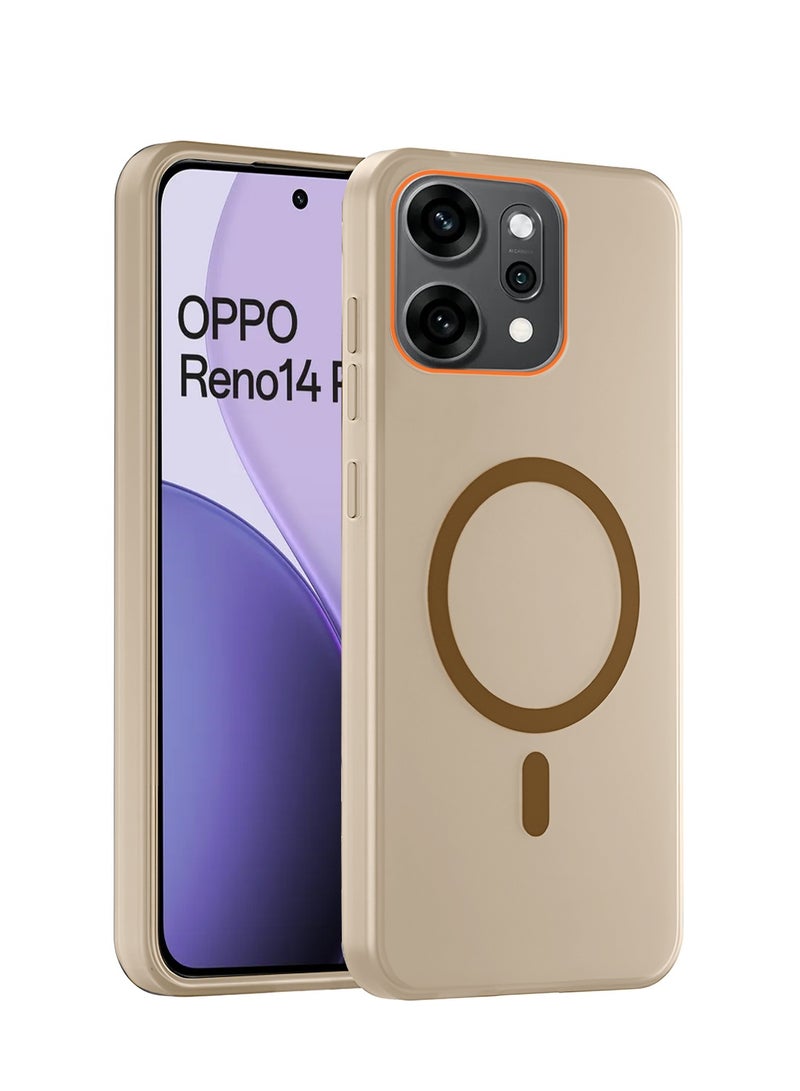 دبليو تيك غطاء حالة أوppo رينو14 برو 5G 2025 هجين شفاف ماغسيف مع شحن مغناطيسي وحواف كاميرا مرتفعة مظهر أنيق (MCMPMN) - بني - Image 1
