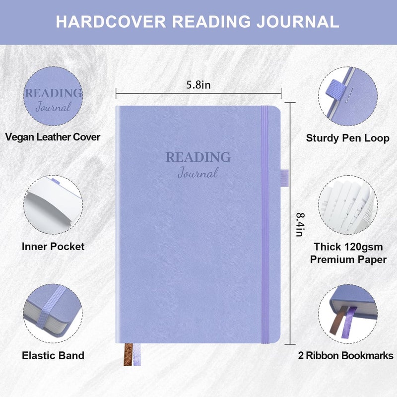 SIMSIMY Reading Journal with 104 Book Reviews, Book Journal for Books Lovers & Readers - Review and Track Your Reading Progress, Reading Log Notebook Gift, A5, Light Purple - Image 2