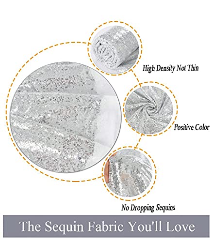 ShiDianYi 1 Yard Sequin Fabric Shiny Silver Sequin Glamorous Tablecloth for Wedding Dessert Table 125cm Width - Image 4