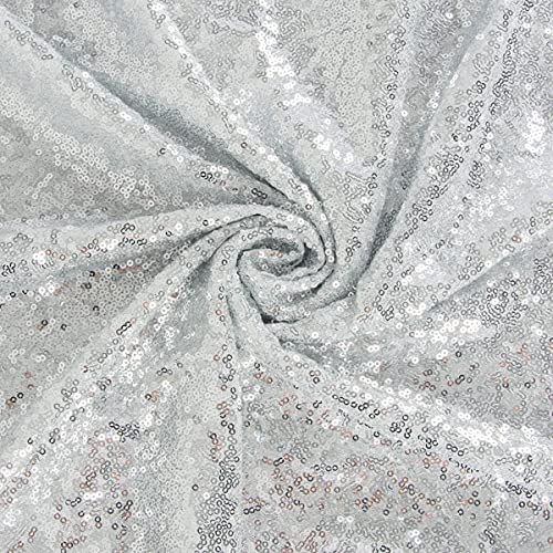 ShiDianYi 1 Yard Sequin Fabric Shiny Silver Sequin Glamorous Tablecloth for Wedding Dessert Table 125cm Width - Image 2