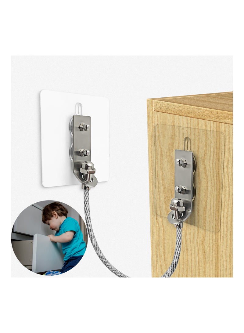 Anti Tip Furniture Anchor, Stainless Steel Furniture Straps Wall Anchors Kit for Child Pet Safety Secure, Prevent Dresser Or Cabinet Falling and Anti Tip - Image 1