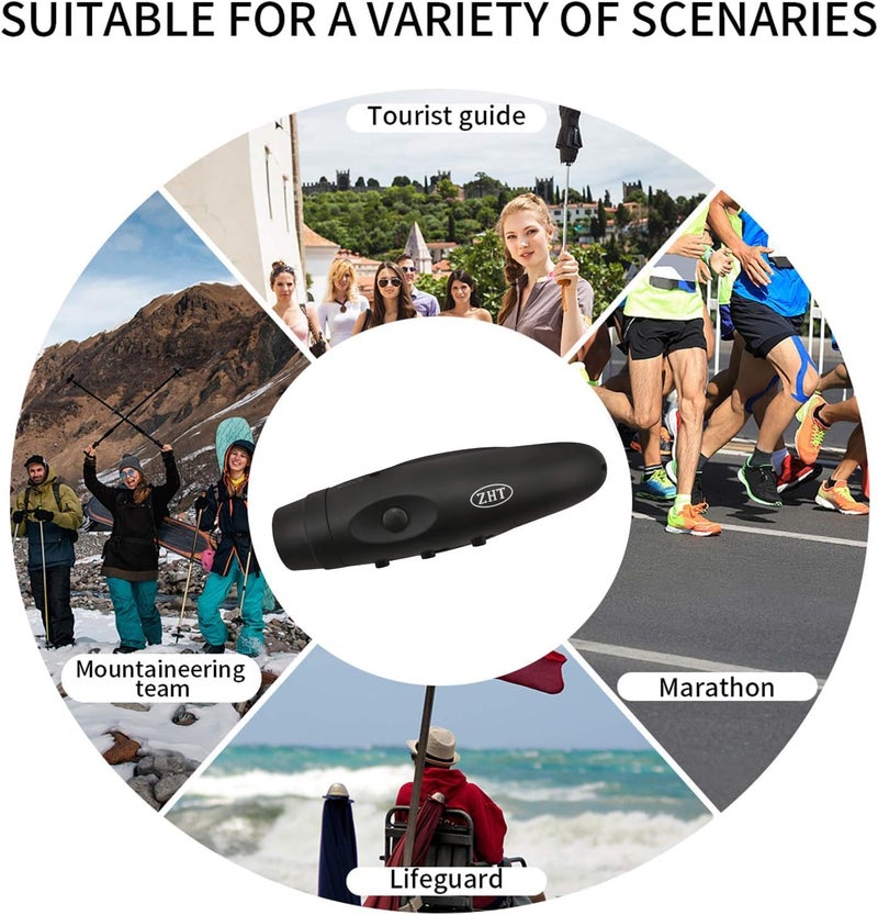 ZHT Electronic Whistles for Referees with USB Charging, 3 Tone High Volume Emergency Whistle for Coaches Teacher, Outdoor Safety Whistles with Lanyard- 2 Blacks - Image 5