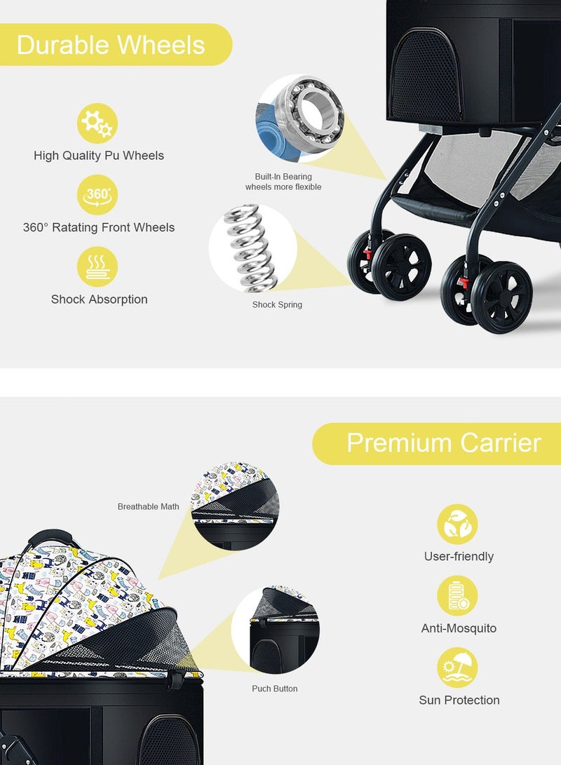 كيدل ثلاثة في واحد محمول عربة الحيوانات الأليفة للطي عربة الحيوانات الأليفة للطي عربة القط الكلب عربة صينية - Image 3