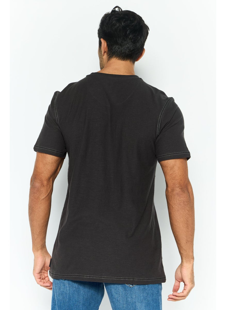 Modern Culture Men Crew Neckline Plain Short Sleeve T-Shirt, Dark Grey  - Image 3