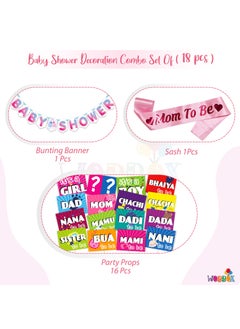 WOBBOX Wobbox Baby Shower Decoration Items| Baby Shower Ceremony Photo Booth Props for Photoshoot, Baby Shower Banner& Mom to Be Sash, Godh Bharai Ceremony Decoration Kit-(FP1937)  - Image 2