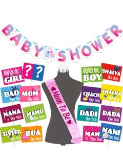 WOBBOX Wobbox Baby Shower Decoration Items| Baby Shower Ceremony Photo Booth Props for Photoshoot, Baby Shower Banner& Mom to Be Sash, Godh Bharai Ceremony Decoration Kit-(FP1937)  - Image 1