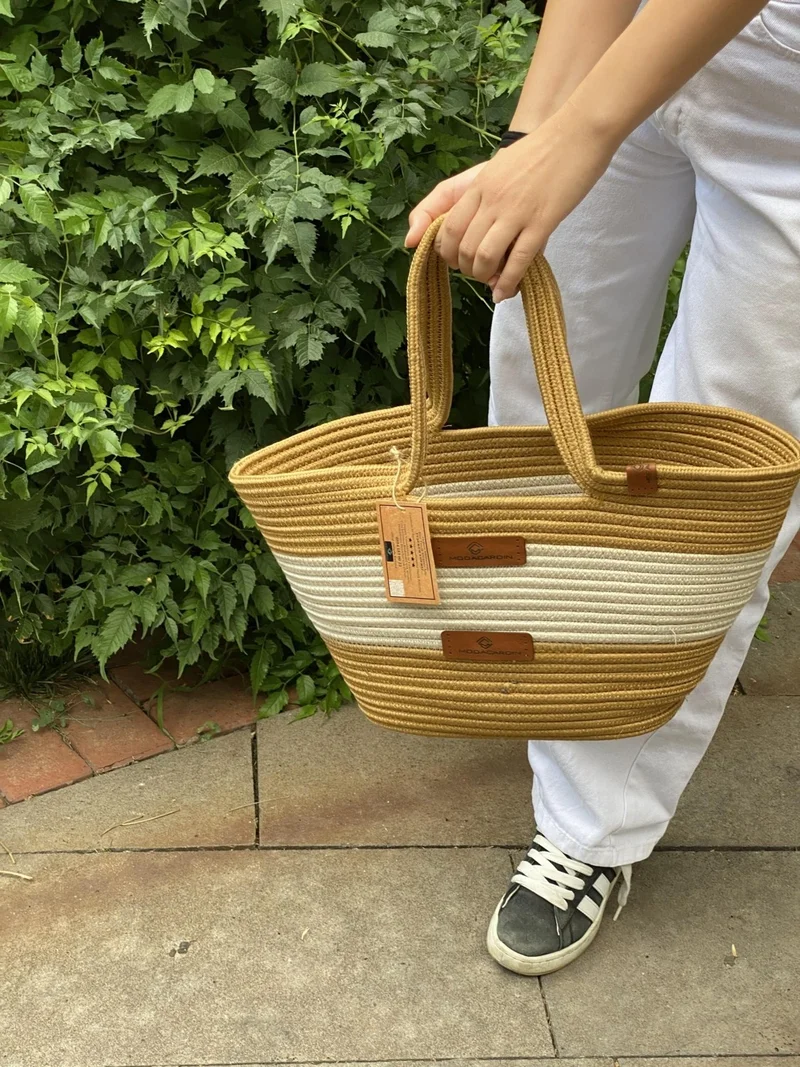 BDZ Deri Jute Straw Look Handbag Beach Bag Shoulder Bag